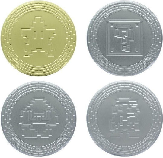 Super Mario Round Coaster Plastic Gold 4pcs