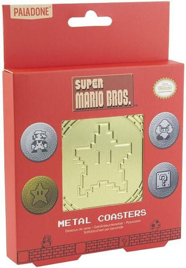 Super Mario Rotundă Suporturi pentru pahare Plastic Auriu 4buc Super Mario Rotundă Suporturi pentru pahare Plastic Auriu 4buc