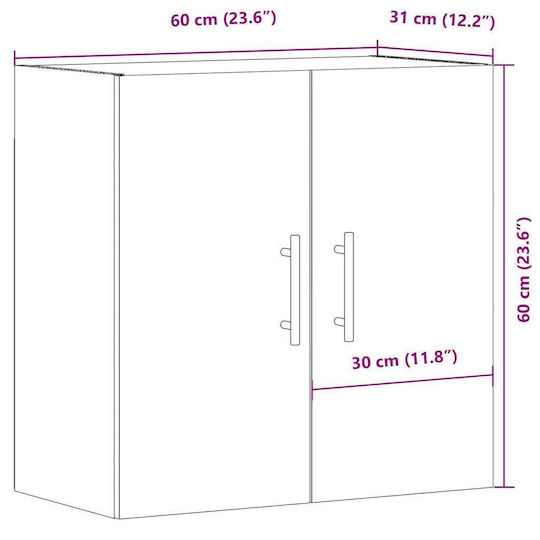 vidaXL Bathroom Cabinet L60xW31xH60cm Oak