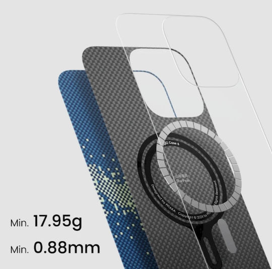 Pitaka Fusion Back Cover Aramid Fiber 1.05mm Albastru (iPhone 16 Pro)