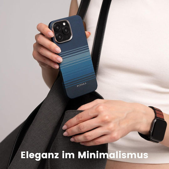 Pitaka Umschlag Rückseite Aramid Fiber 1.05mm Blau (iPhone 17 Pro / iPhone 16 Pro)