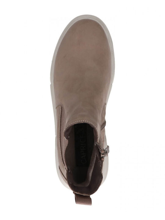 Leather Women's Ankle Boots Platform Tabac Brown