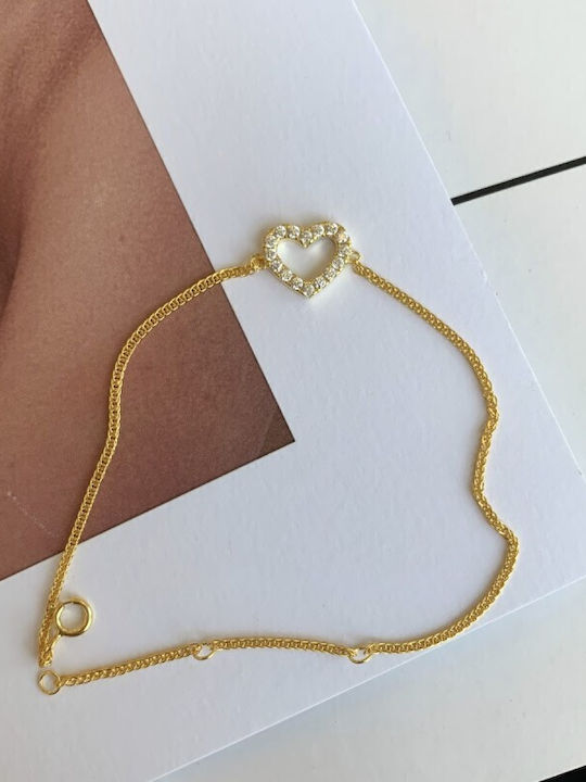 Jooliete Women's Bracelet with design Heart made of Silver Gold Plated with Zircon