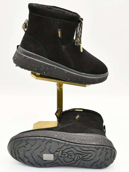 Leather Women's Ankle Boots Platform Black