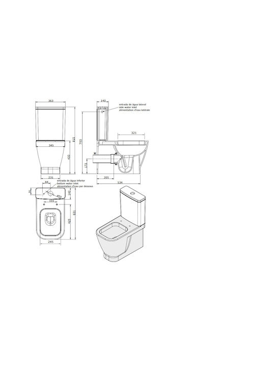 Sanindusa Floor-Standing Toilet with Flush