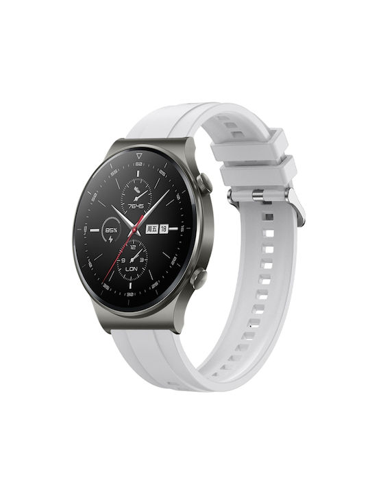 Huawei Watch 4 Pro Μοτίβο Ελαστικών Ασημένια Πόρπη Λουράκι Ρολογιού Σιλικόνης Λευκό Huawei Watch 4 Pro Μοτίβο Ελαστικών Ασημένια Πόρπη Λουράκι Ρολογιού Σιλικόνης Λευκό