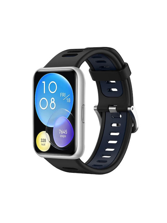 Силиконова каишка за часовник Huawei Watch Fit Special Edition в два цвята Черно+Синьо