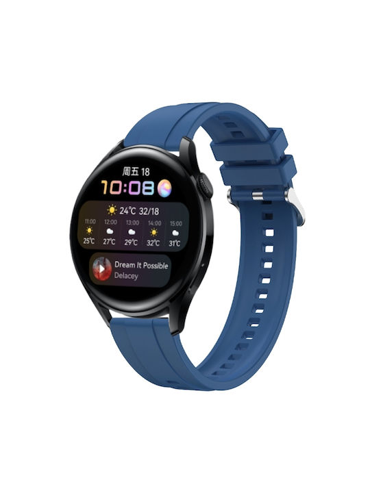 Huawei Watch 4 Pro Μοτίβο Ελαστικών Ασημένια Πόρπη Λουράκι Ρολογιού Σιλικόνης Μπλε