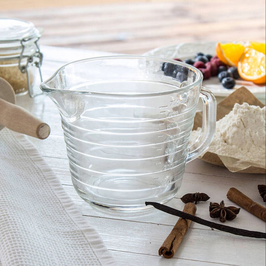 Graduierte Glas Milchkrug Cappuccino Barista Stil Griff 700 Ml