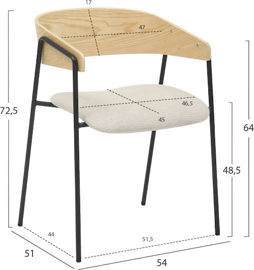 Dining Armchairs Korin 54x51x72cm 2 Pieces