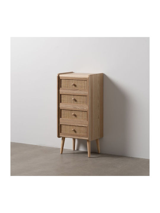 Κ-4 Wooden Chest of Drawers Natural 40x30x87cm