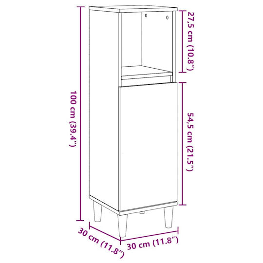 vidaXL Floor Bathroom Column Cabinet L30xD30xH100cm Gray