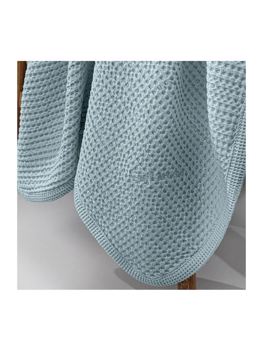Guy Laroche Baby Blanket Cot Waffle Light Blue 110x140cm