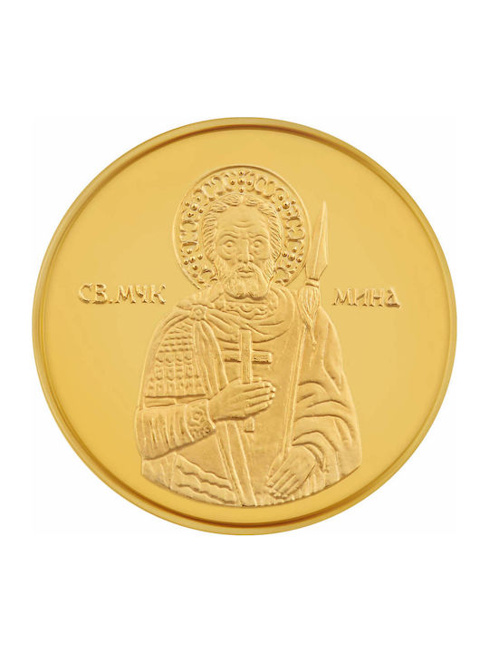 Vergoldete Medaille Heiliger Minas