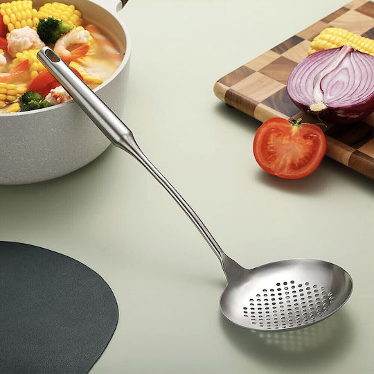 Lingură Joasă Cu Fantă Cu Găuri Inox Gri