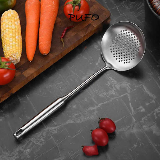 Lingură Joasă Cu Fantă Cu Găuri Inox Gri