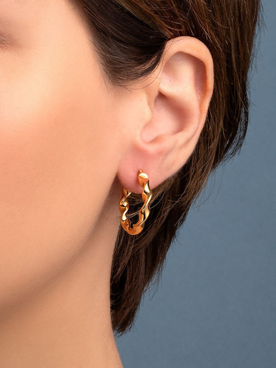 George Art Jewels Σκουλαρίκια Κρίκοι από Ασήμι Επιχρυσωμένα
