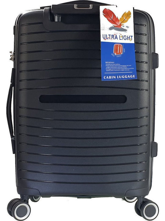 Bartuggi Cabin Hard Travel Suitcase Black with 4 Wheels Height 56cm