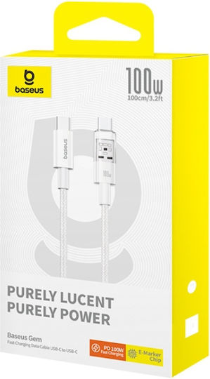 Baseus Ladekabel USB 2.0 USB-C männlich - USB-C 100W PD Weiß 1m