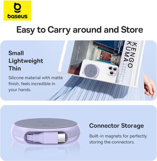 Baseus Retractable USB 2.0 Cable USB-C male - USB-C 100W PD Μωβ 1m P10368400511-00