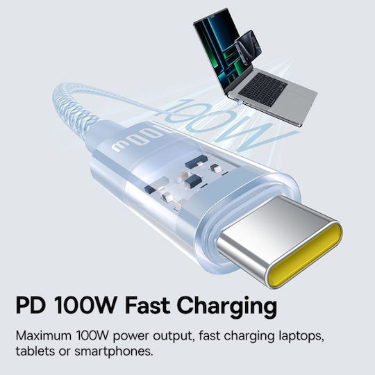 Baseus Заряден USB 2.0 Кабел USB-C Мъжки - USB-C 100W Захранване PD Син 1м P10373000311-00