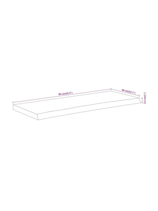 vidaXL Rectangular Table Surface made of Solid Wood Acacia 90x40x2.5cm 370251 1pcs