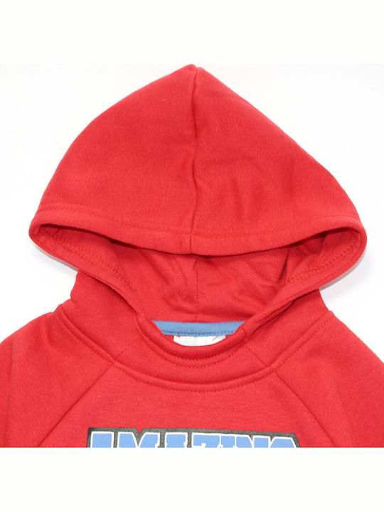 Kinder-Sweatshirt mit Kapuze und Taschen Red