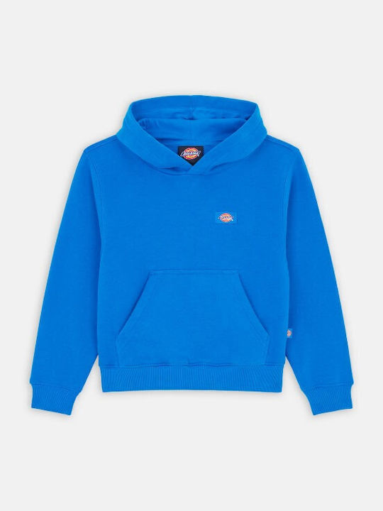 Fleece Επένδυση Παιδικό Φούτερ με Κουκούλα και Τσέπες Μπλε