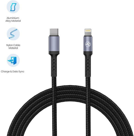 Tellur Редовна USB-C към Lightning кабел 18W Черен 1м