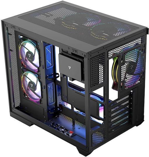 Modecom Panorama ARGB 7F Gaming Midi Tower Κουτί Υπολογιστή με Πλαϊνό Παράθυρο Μαύρο
