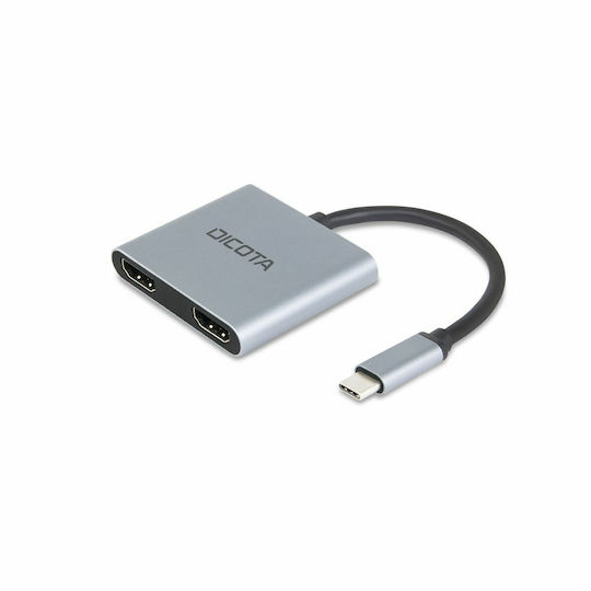Dicota USB-C Docking Station με HDMI 4K PD και σύνδεση 2 Οθονών Γκρι (D32063)