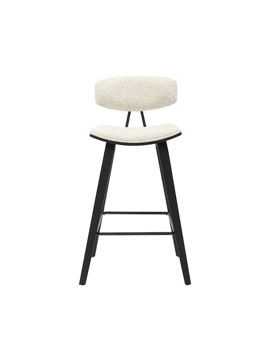 Hocker Bar mit Rückenlehne Metall Inover Black, Ecru 50.5x49x90cm