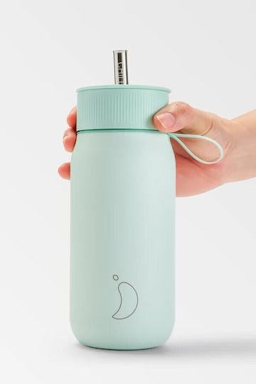 Chilly's Series 2 Switch Glass Thermos Stainless Steel BPA Free 750ml Lichen Green with Straw