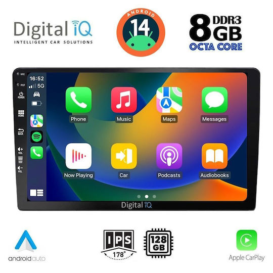 Digital IQ Car Audio System 2DIN (Bluetooth/USB/AUX/WiFi/GPS/Apple-Carplay/Android-Auto) with Touch Screen 9"