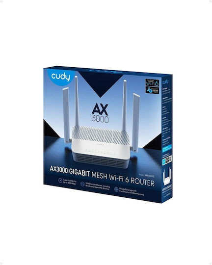 Cudy WR3000 White v1 Drahtlos Router Wi‑Fi 5 mit 4 Anschlüssen Gigabit Ethernet