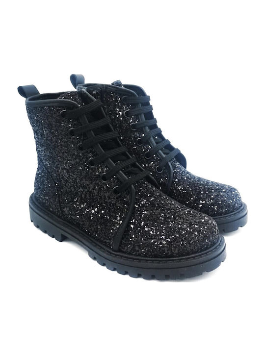 Shoes Anatomisch Lederne Kinderstiefel mit Reißverschluss Schwarz