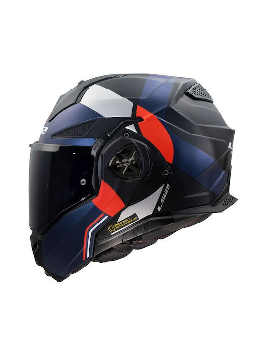 LS2 Advant X Ultra Matt Blue Red Motorcycle Helmet Flip-Up ECE 22.06 1600gr with Sunvisor