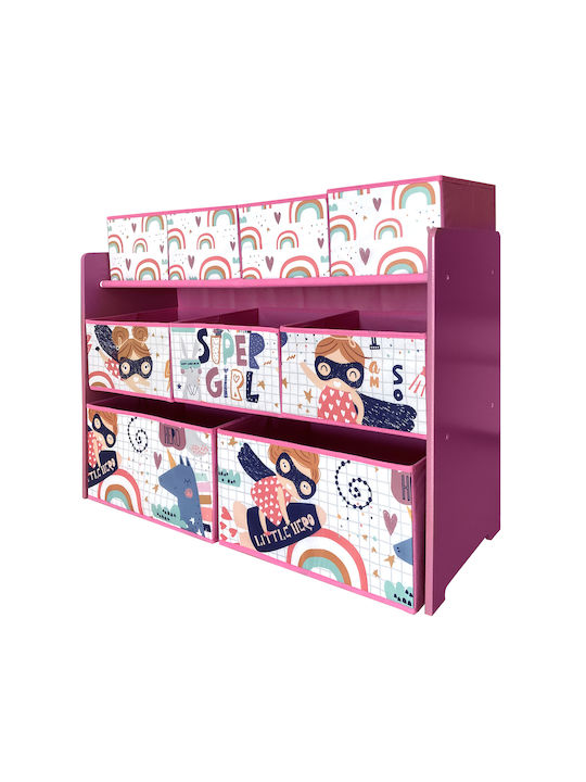 Система за съхранение на играчки Розов 92x30x60см 1бр