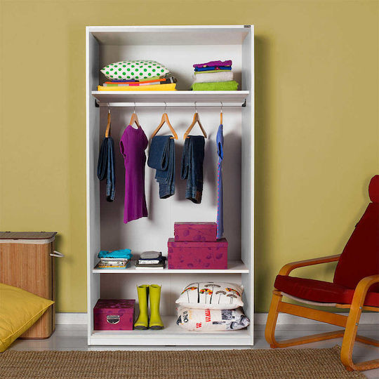 Doppeltür Kleiderschrank Schieben Checkmate White 94x52x182cm