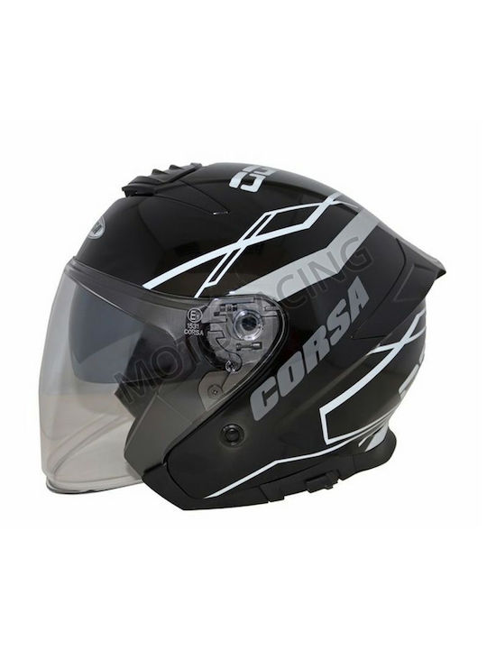 Corsa CX 209 Black Matt Motorcycle Helmet Jet ECE 22.06 with Sunvisor