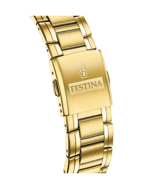 Festina Men's Watch 45mm Chronograph Battery with Gold Metal Bracelet