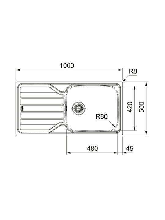 Franke Ένθετος Νεροχύτης Inox Σατινέ Μ100xΠ50cm Ασημί