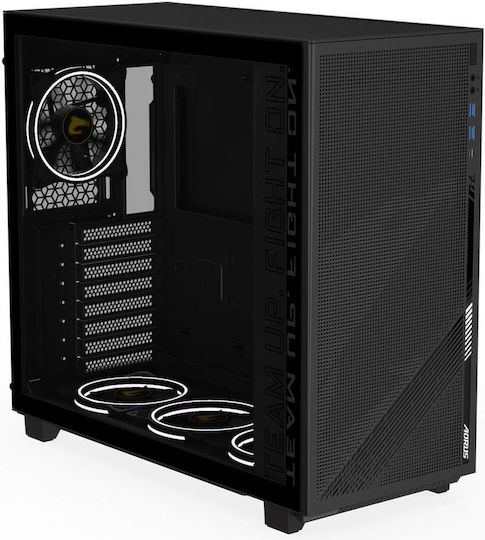 Gigabyte Aorus C400 Glass Gaming Midi Tower Κουτί Υπολογιστή με Πλαϊνό Παράθυρο και RGB Φωτισμό Μαύρο