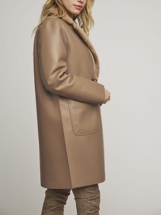 Rino&Pelle Women's Leather Coat Camel