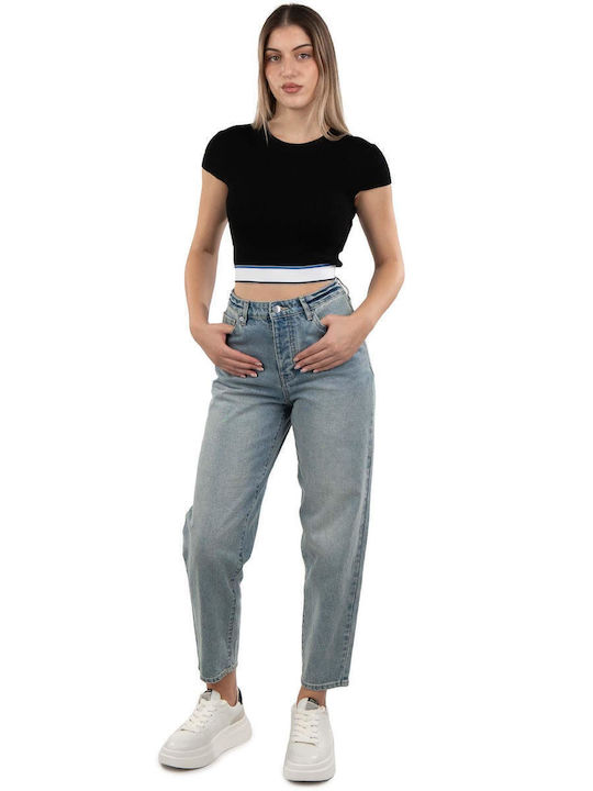 Women's Crop Top Short Sleeve Black