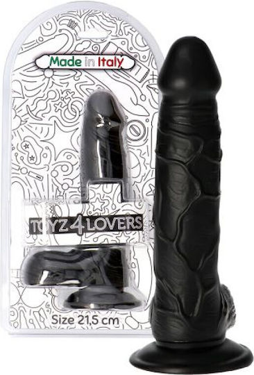 Toyz4lovers Ρεαλιστικό Dildo με Όρχεις και Βεντούζα Μαύρο 21.5cm