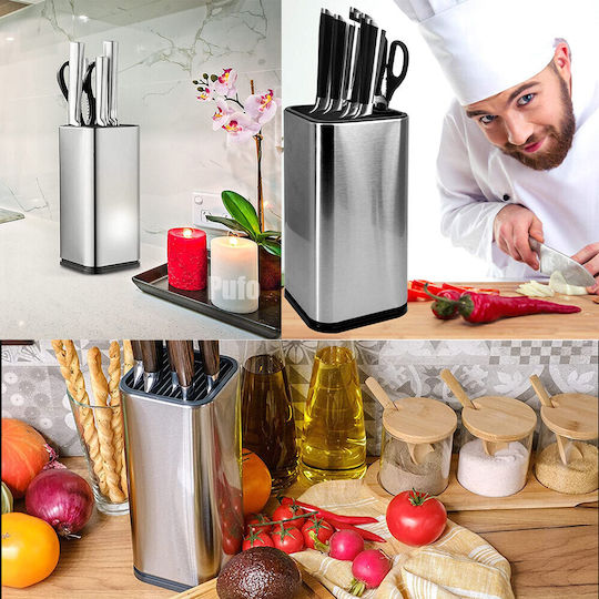 Metallic Support Pufo Kitchen Knives 23 X 10 Cm Silver