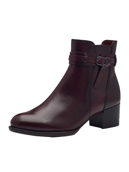 Leather Women's Ankle Boots Burgundy