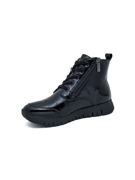 Leder Stiefeletten Damen Schwarz