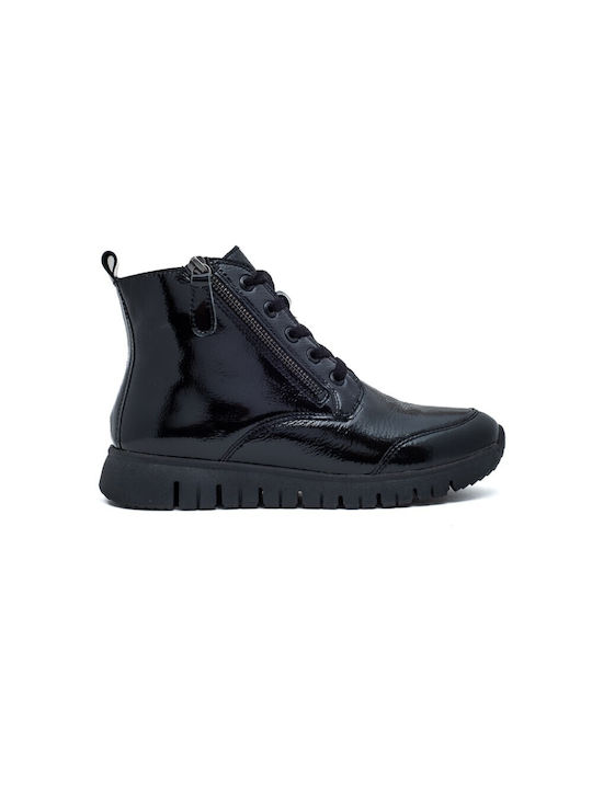 Leder Stiefeletten Damen Schwarz